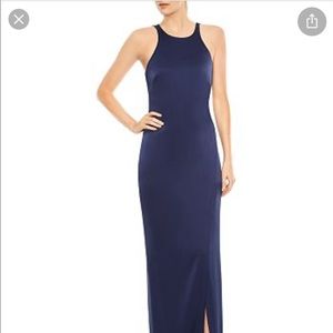 Halston Heritage Strappy Back Satin Evening Gown XS